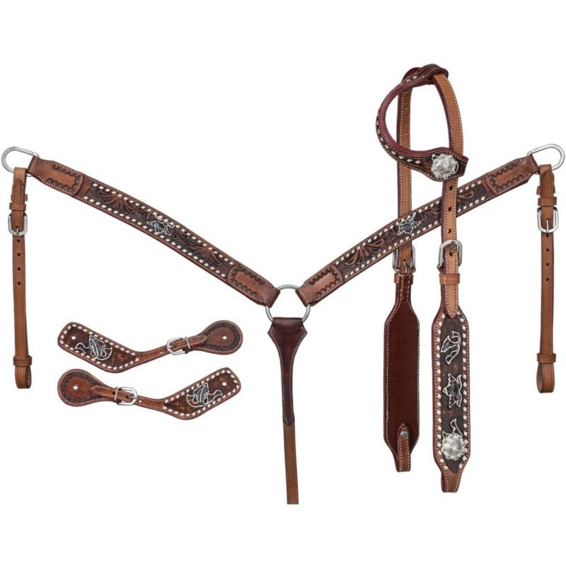Tough1 Floral Tooled 3Piece Tack Set