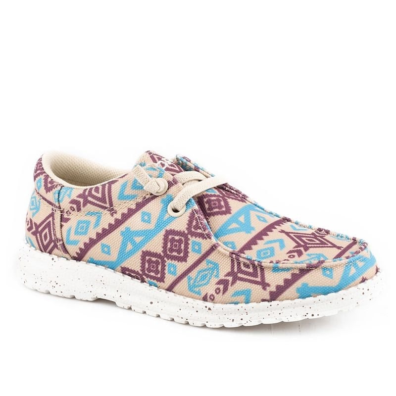 Roper Women's Hang Loose 3110 Loafer - Red Serape Print Slip-On Shoes With Memory Foam Insole
