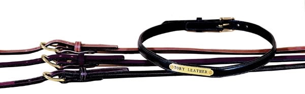 Tory Leather 3/4" Raised Leather Belt with Brass Buckle