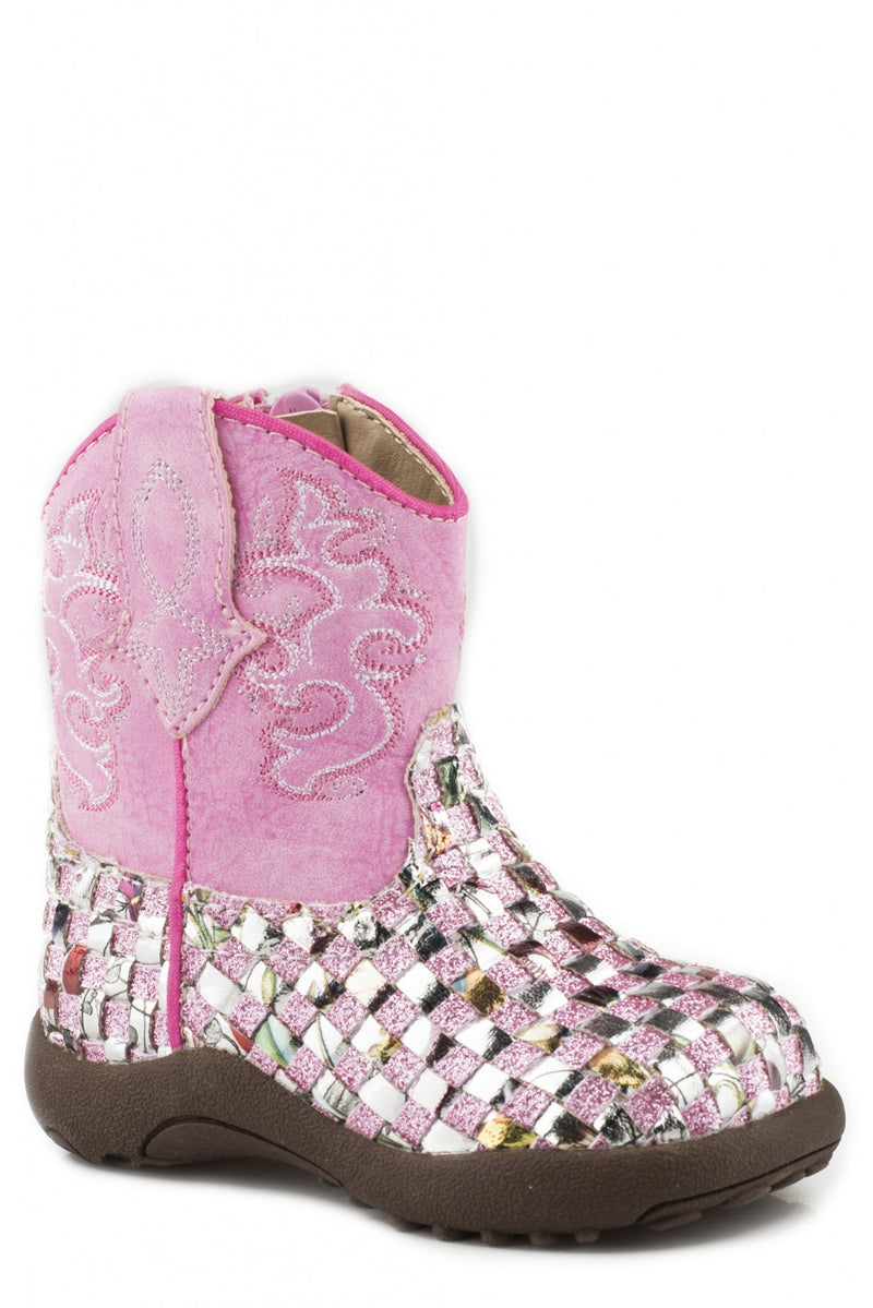 Roper Cowbabies Western Braid Pink Boots