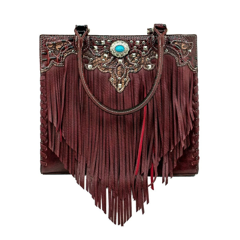 Bandana Zip Top Tote with Fringe