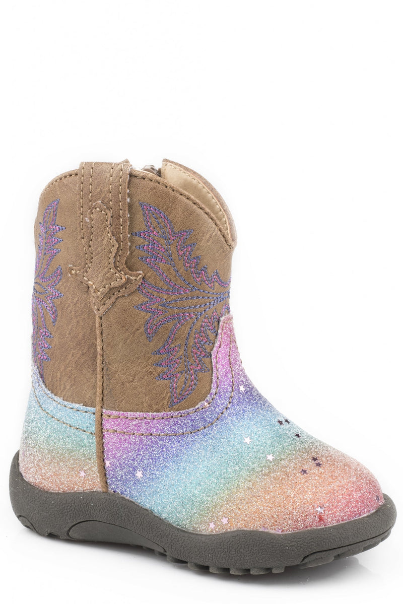Roper Cowbabies Infant Girls Multi Rainbow Glitter Boots