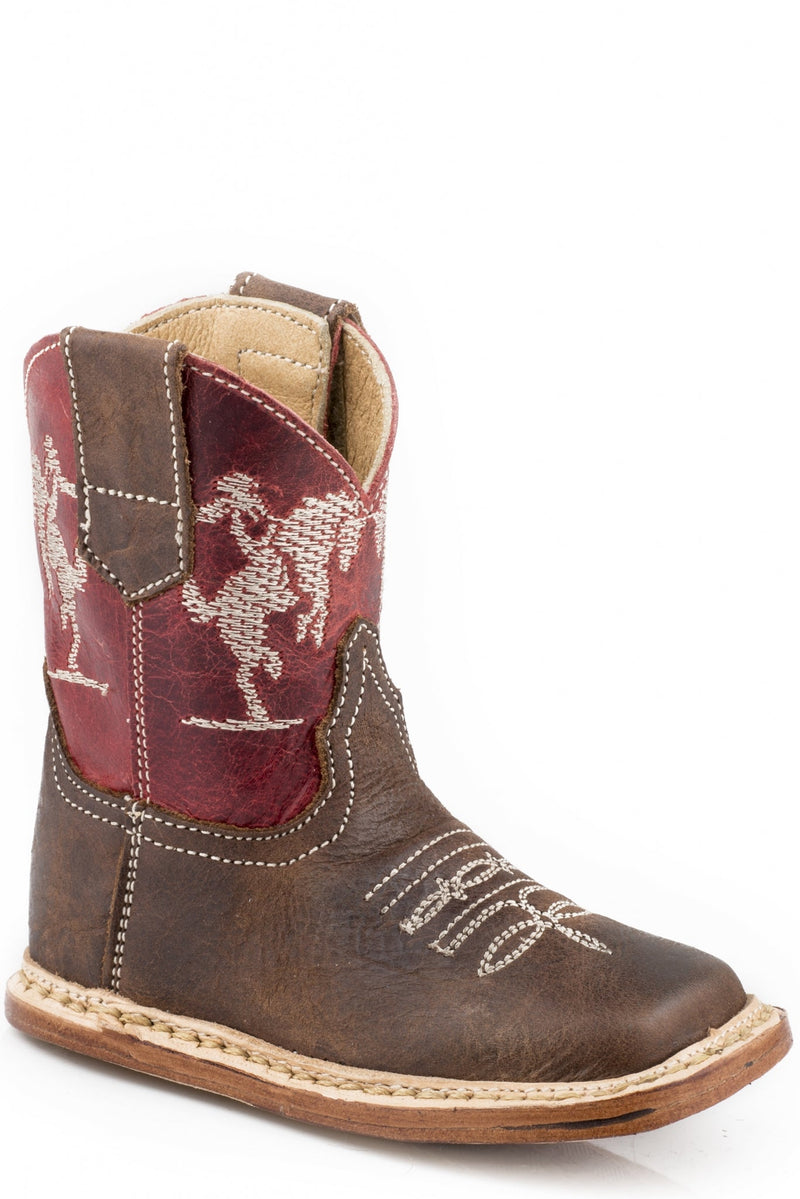 Roper Cowbabies Infant Boys Embroidered Horse Rider Leather Boots