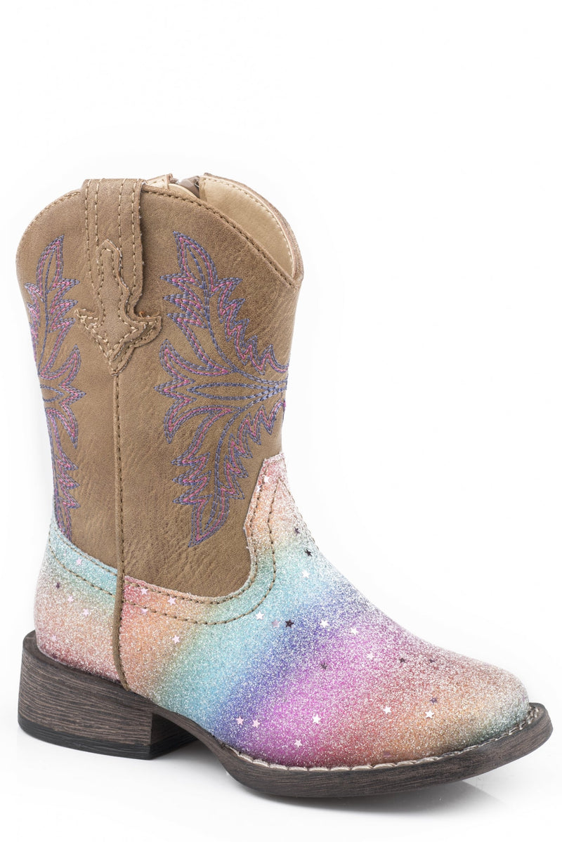 Ropper Toddler Girls Multi Rainbow Glitter /Tan Boots