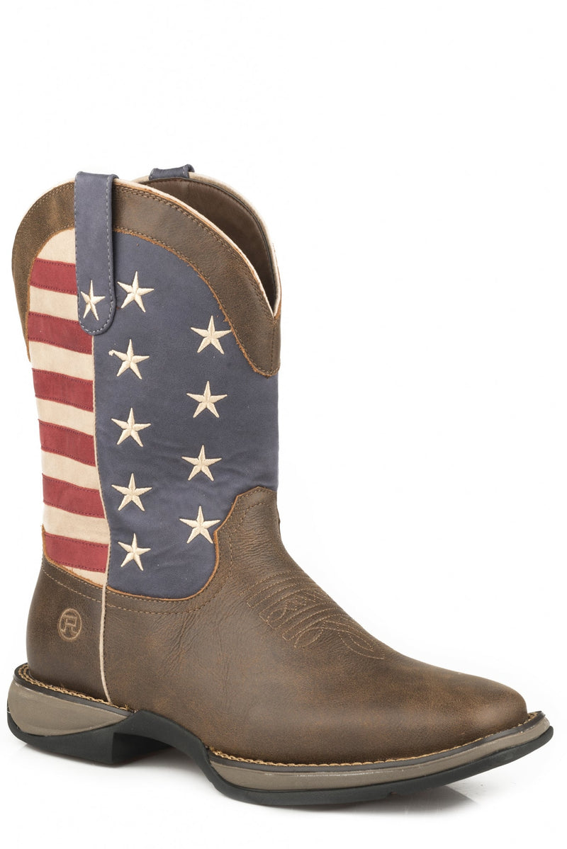 Roper Mens 11" Pull-On Flag Pattern Western Boots
