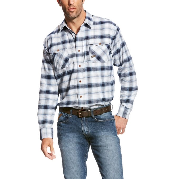 Ariat Mens DuraStretch Rebar Long Sleeve Flannel Work Shirt