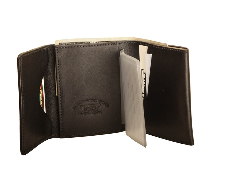 Tory Leather Trifold Wallet with Removable Card Window