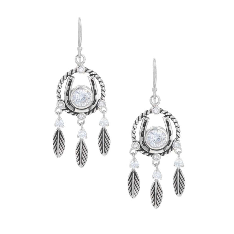 Montana Silversmiths Horseshoe Feather Dreams Earrings