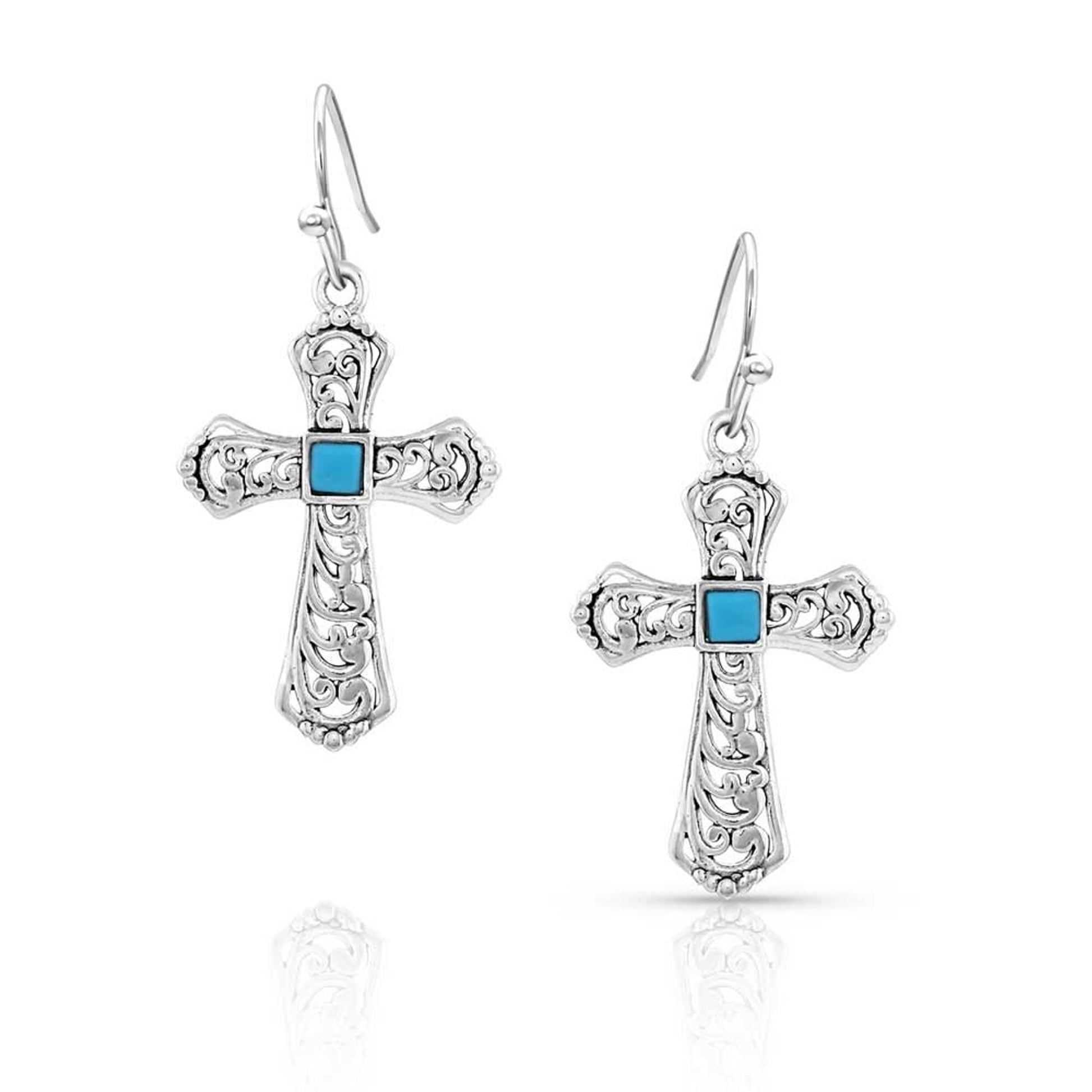 Montana Silversmiths Cathedral Curves Silver Cross Earrings