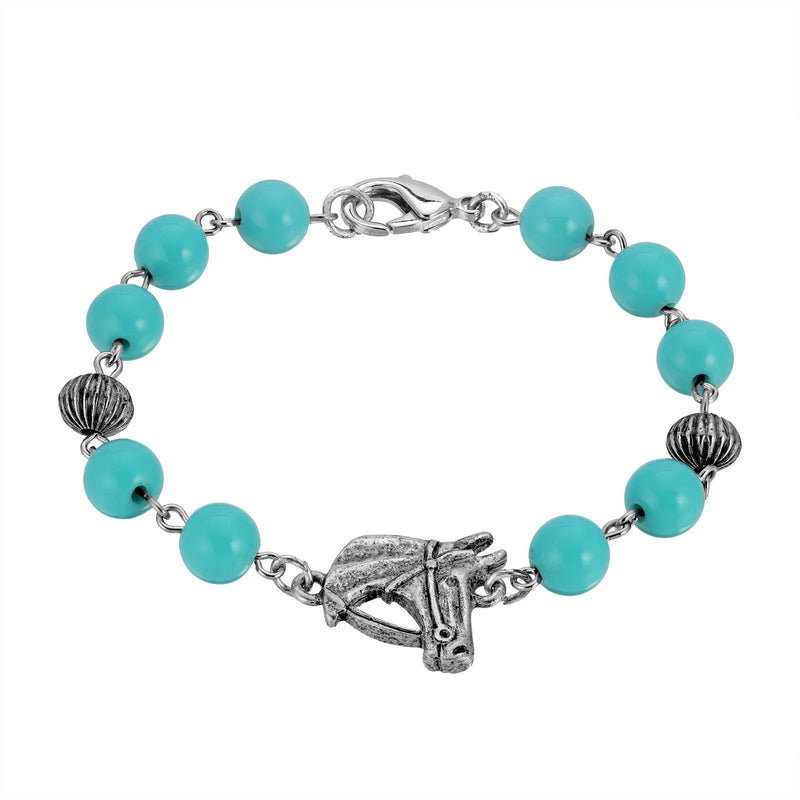 1928 Jewelry Turquoise Bead Horse Head Bracelet