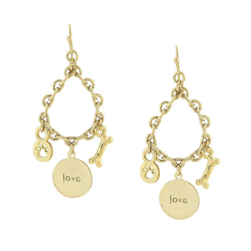 1928 Jewelry Love Paw Bone Drop Earrings