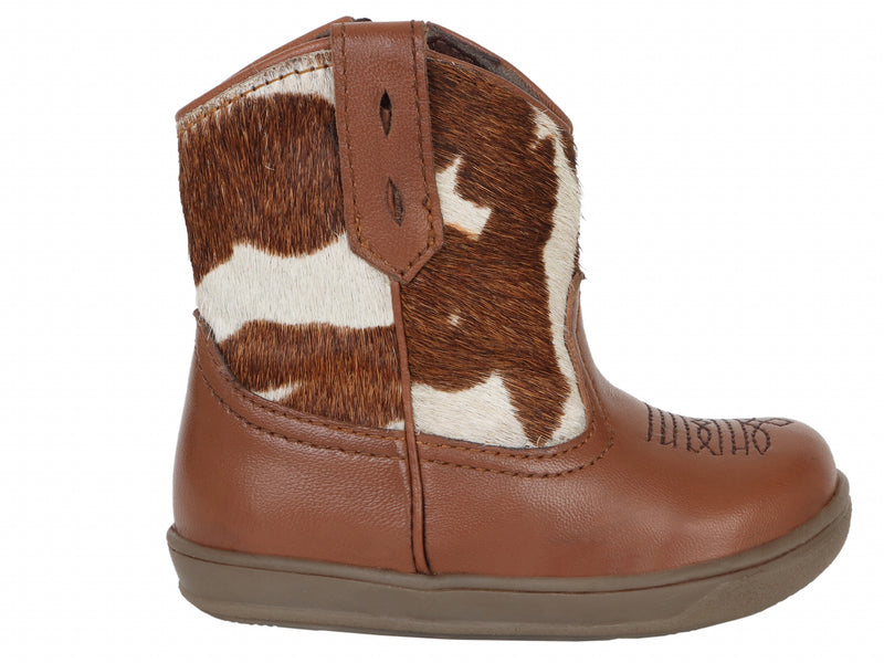 Roper Infant Cowbabies Brown Leather Vamp with Cow Hair Shaft Boots