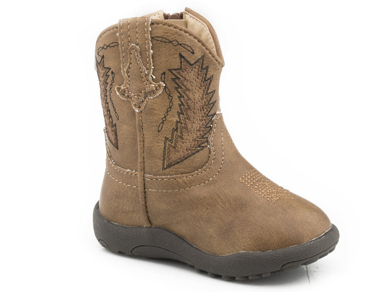 Roper Cowbabies Tan Faux Leather All Over Boots