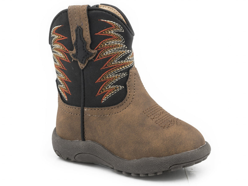 Roper Cowbabies Tan Vamp With Black Shaft Boots