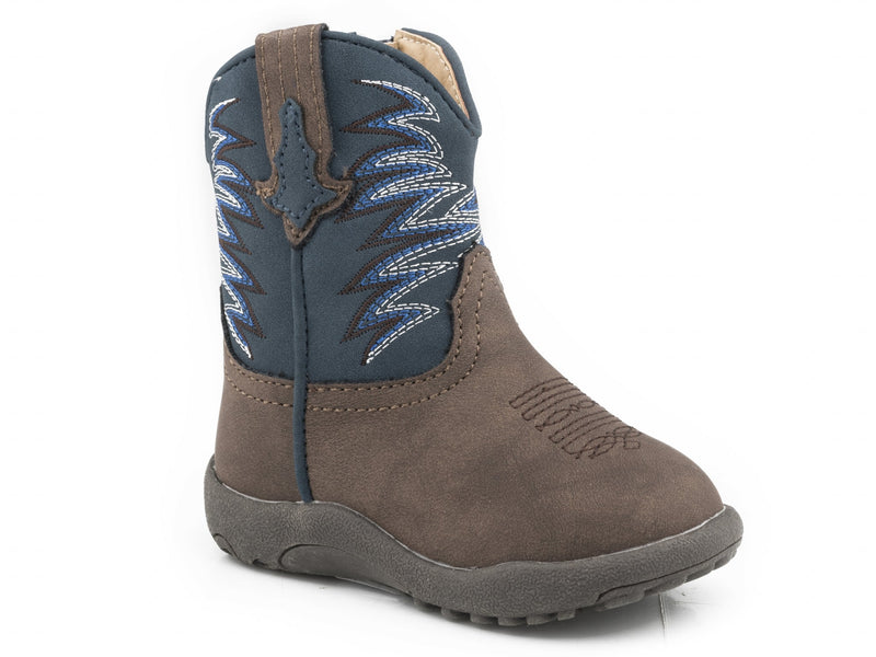 Roper Cowbabies Brown Vamp With Navy Shaft Boots