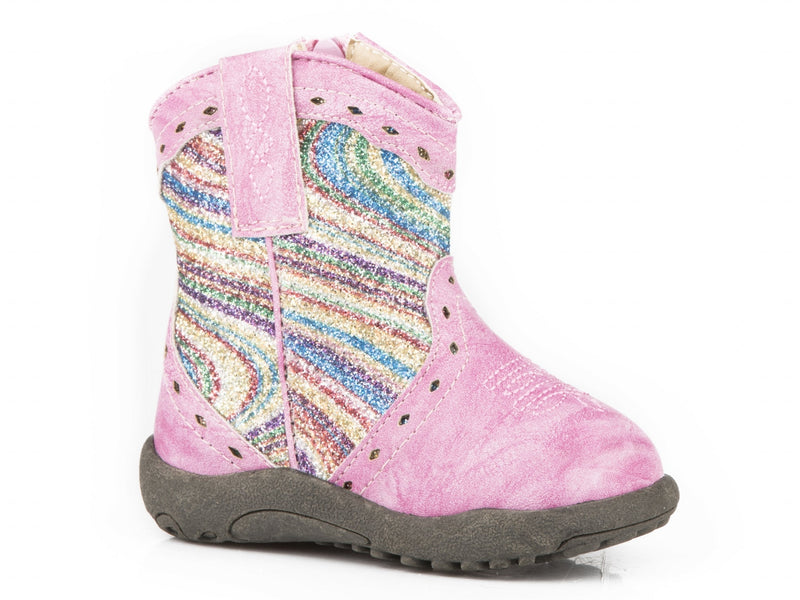 Roper Cowbabies Infant Girls Triad Design Pink Vamp/Swirly Boots
