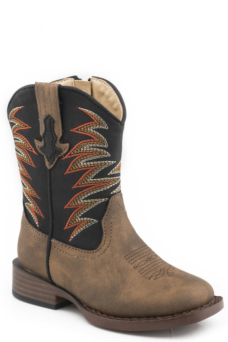 Roper Toddler Tan Vamp With Black Shaft Boots