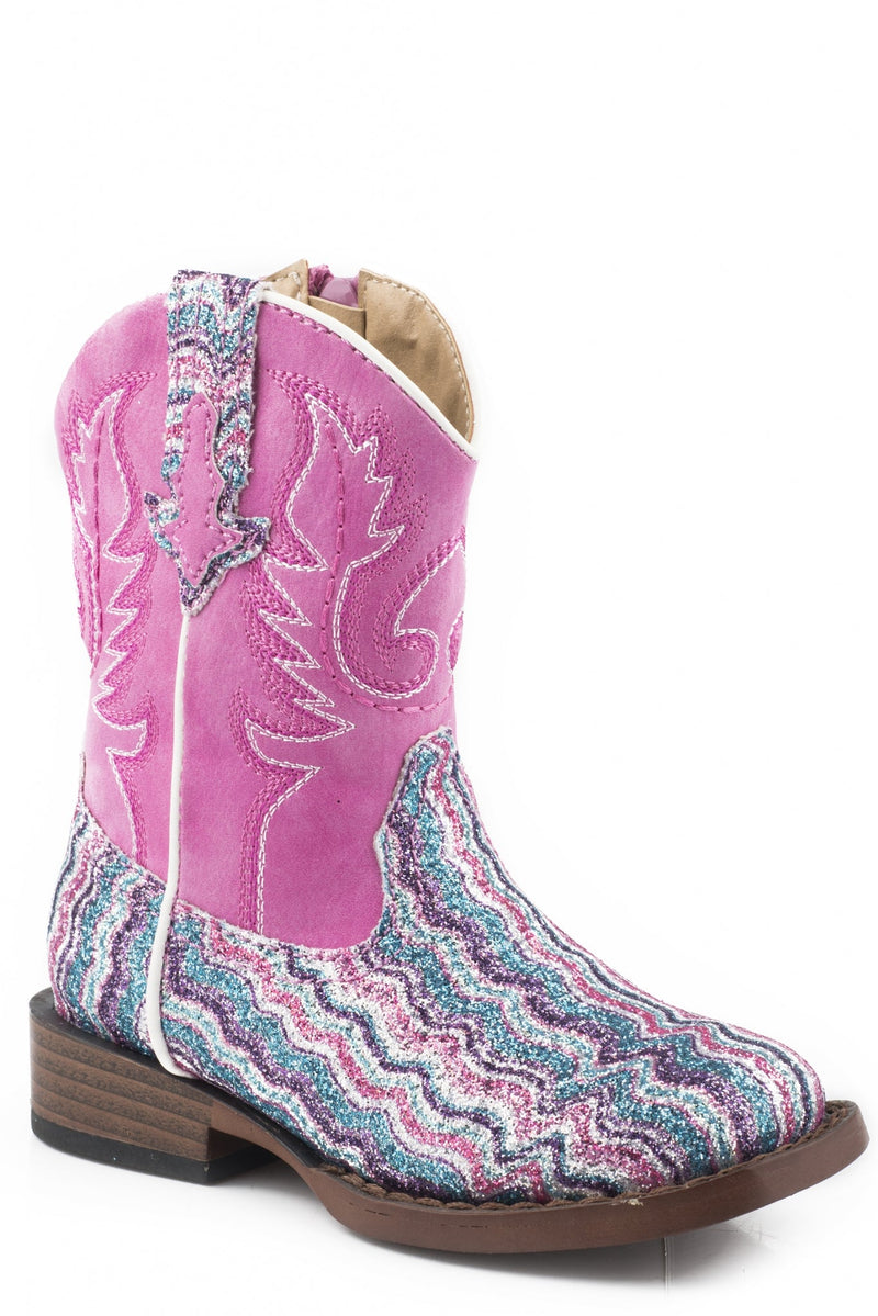 Roper Toddler Pink Shaft With Chevron Glitter Vamp Boots