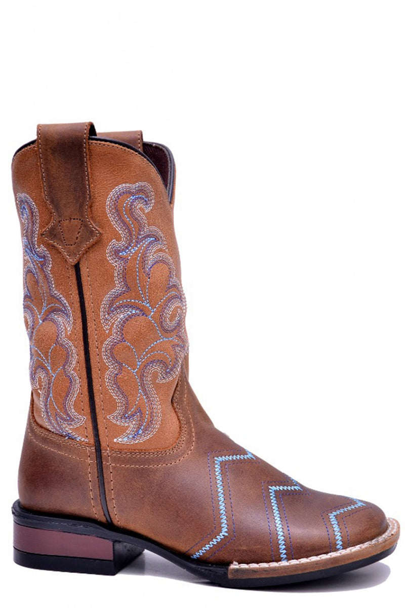 Roper Kids Brown Leather Vamp With Tan Shaft Boots