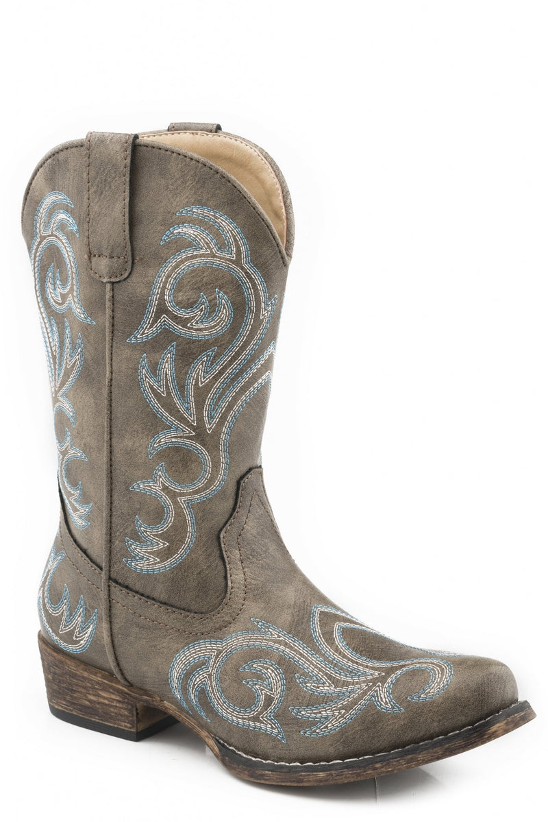 Roper Kids Brown With All Over Embroidery Boots