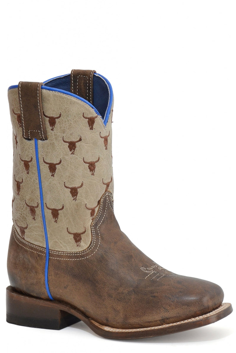 Roper Kids Embroidered Steer Head Leather Boots