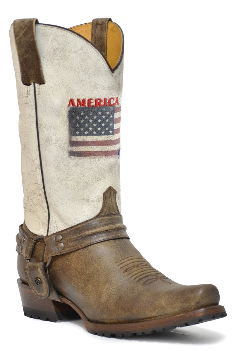 Roper Mens Square Toe Printed Flag 13" Shaft Leather Boots
