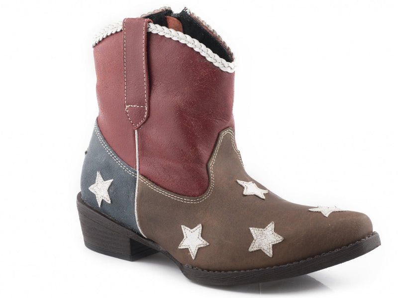 Roper Ladies Flag Design Snip Toe Ankle Boots