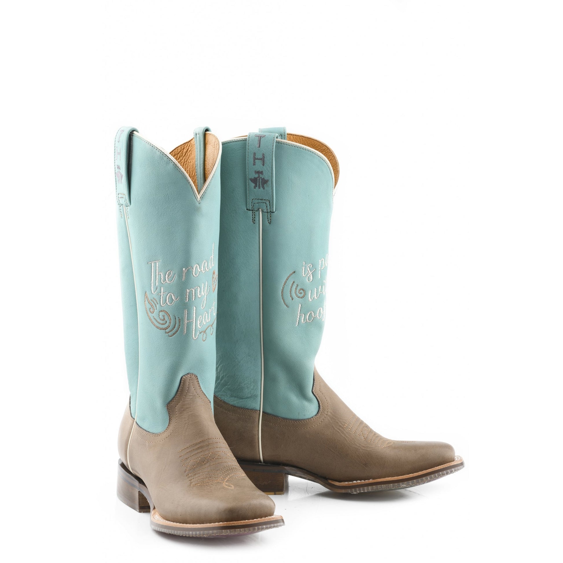 Tin Haul Ladies Square Toe Boots - A Cowgirls Motto with Born To Be Free Sole