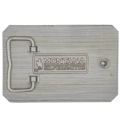 Montana Silversmiths Trimmed Square American Flag Attitude Belt Buckle