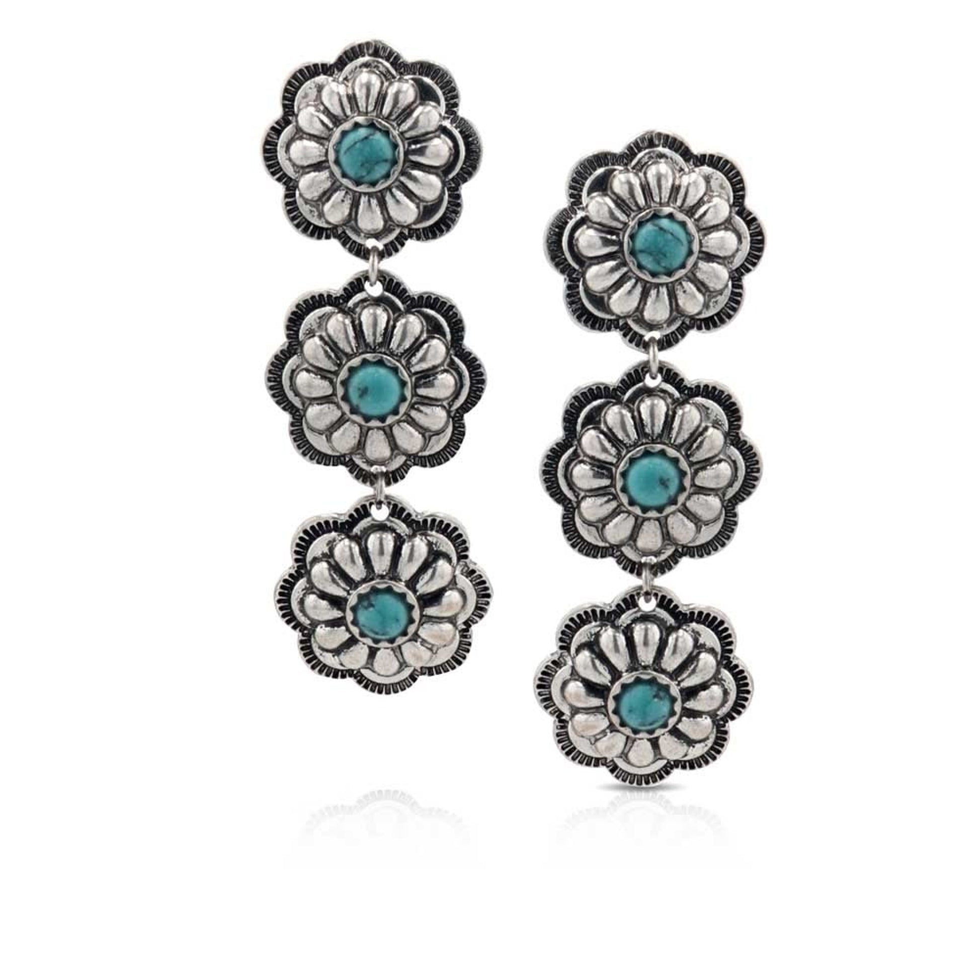 Montana Silversmiths Triple Bloom Conchos Turquoise Attitude Earrings