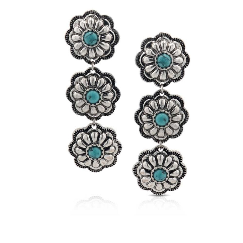 Montana Silversmiths Triple Bloom Conchos Turquoise Attitude Earrings