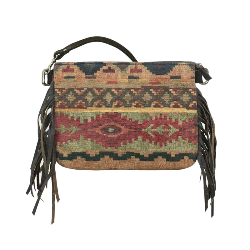 American West Tapestry Zip Top Crossbody with Fringe