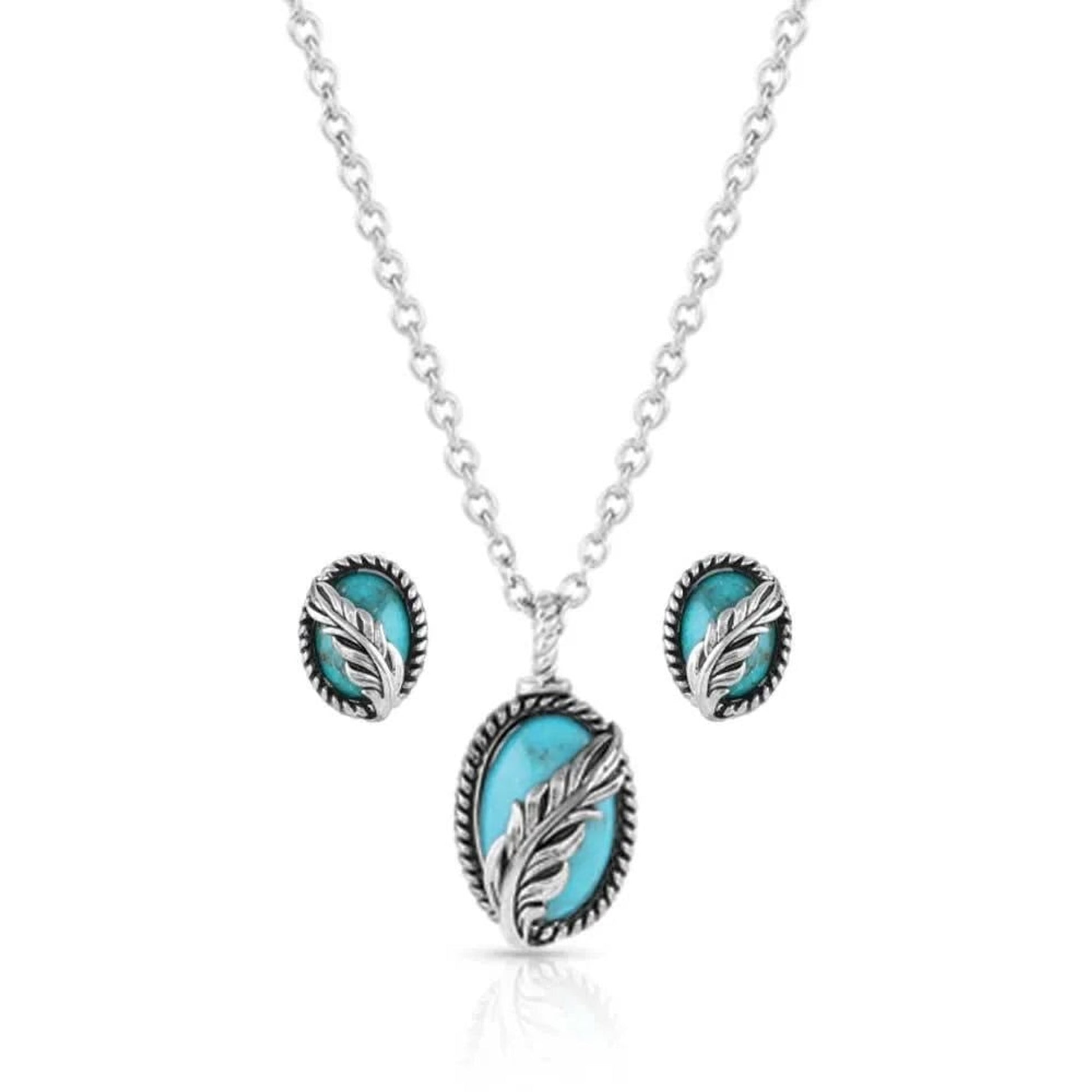 Montana Silversmiths Worlds Feather Turquoise Jewelry Set