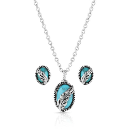 Montana Silversmiths Worlds Feather Turquoise Jewelry Set