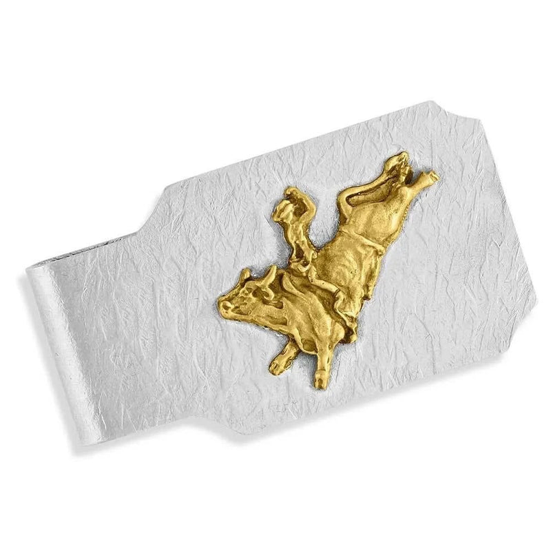 Montana Silversmiths Rippled Infinity Money Clip with Bull Rider