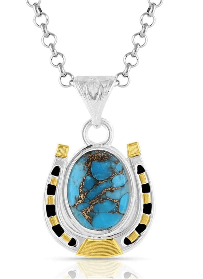 Montana Silversmiths Set in Stone Gold & Turquoise Necklace