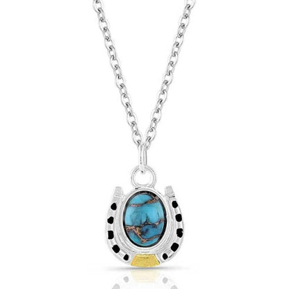 Montana Silversmiths Set In Stone Gold & Turquoise Small Pendant Necklace