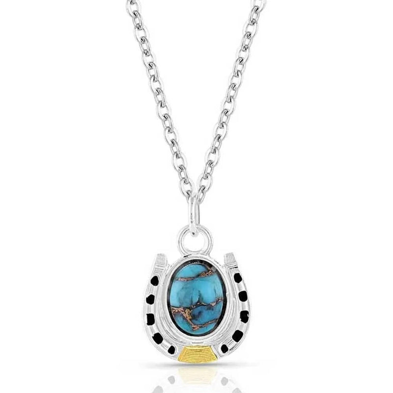 Montana Silversmiths Set In Stone Gold & Turquoise Small Pendant Necklace