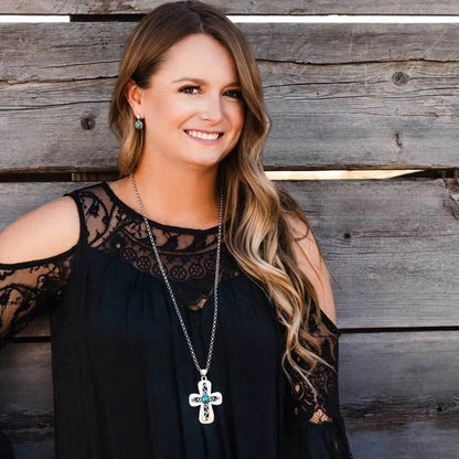Montana Silversmiths Grounded in Faith Turquoise Cross Necklace