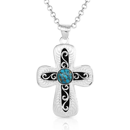 Montana Silversmiths Grounded in Faith Turquoise Cross Necklace