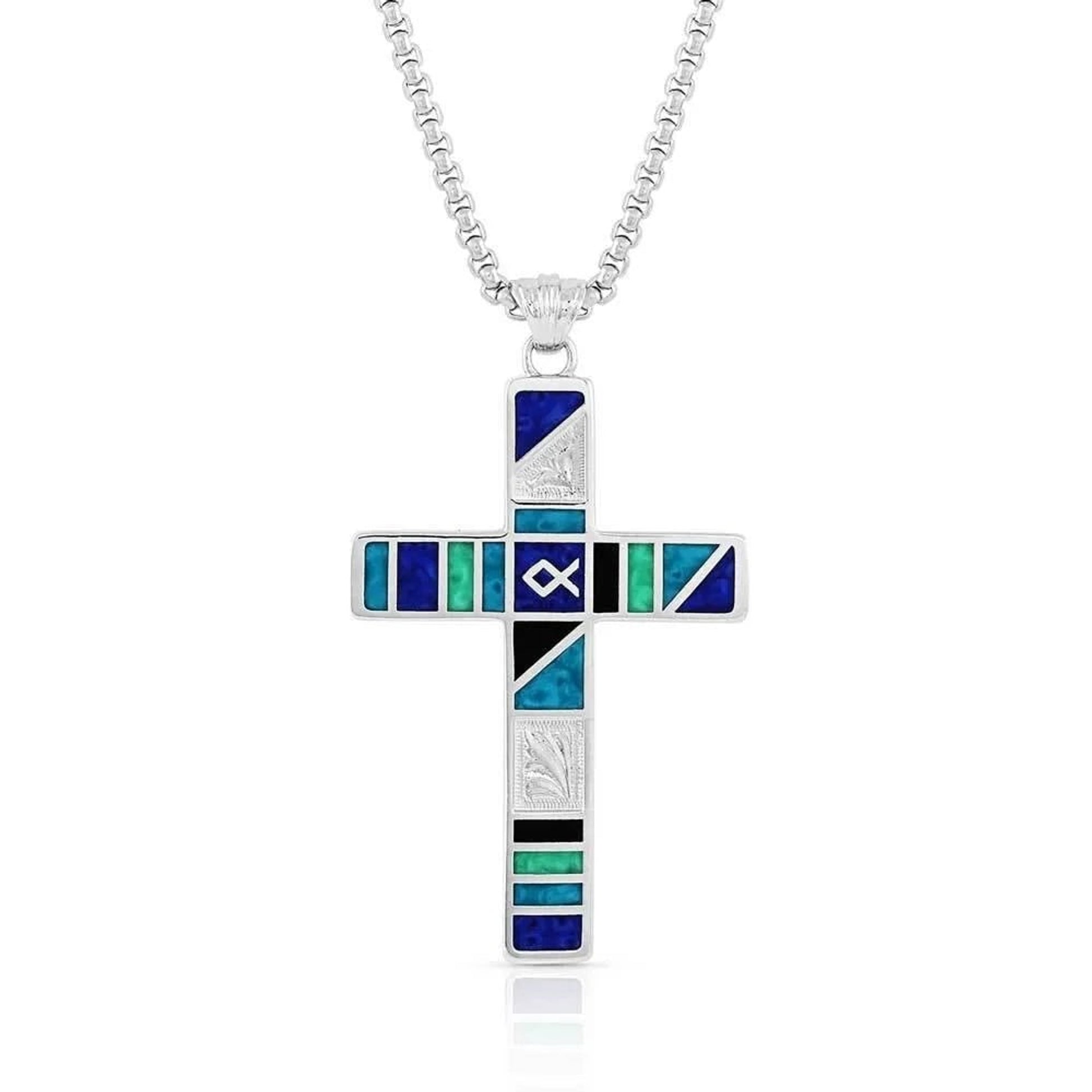 Montana Silversmiths American Legends Block Color Cross Necklace