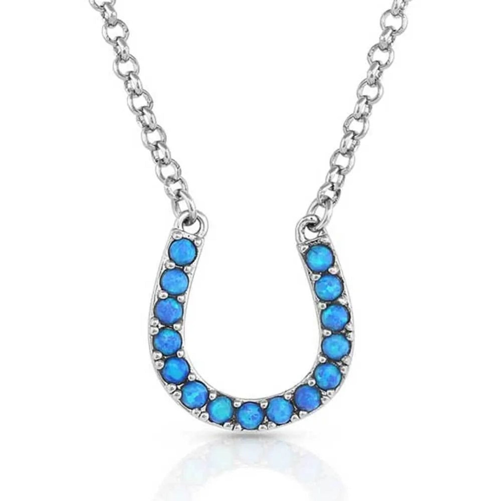 Montana Silversmiths Waters Luck Horseshoe Opal Necklace