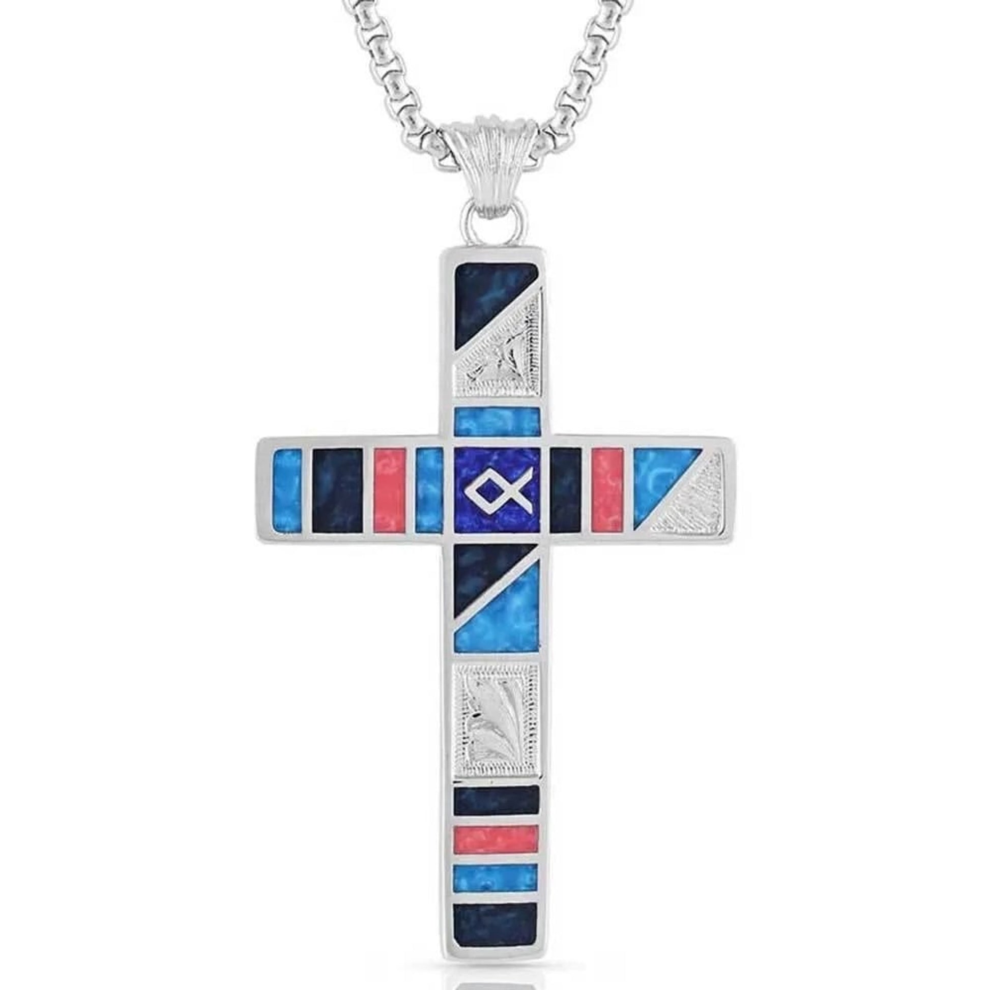 Montana Silversmiths Wrangler Legends Denim Cross Necklace