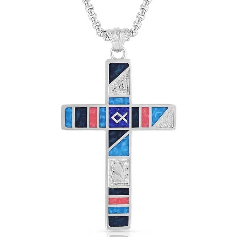 Montana Silversmiths Wrangler Legends Denim Cross Necklace