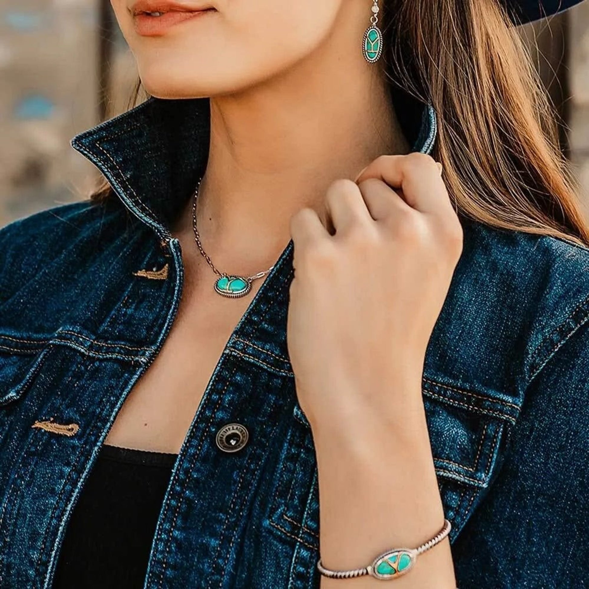 Montana Silversmiths Yellowstone Brand Oval Turquoise Bracelet
