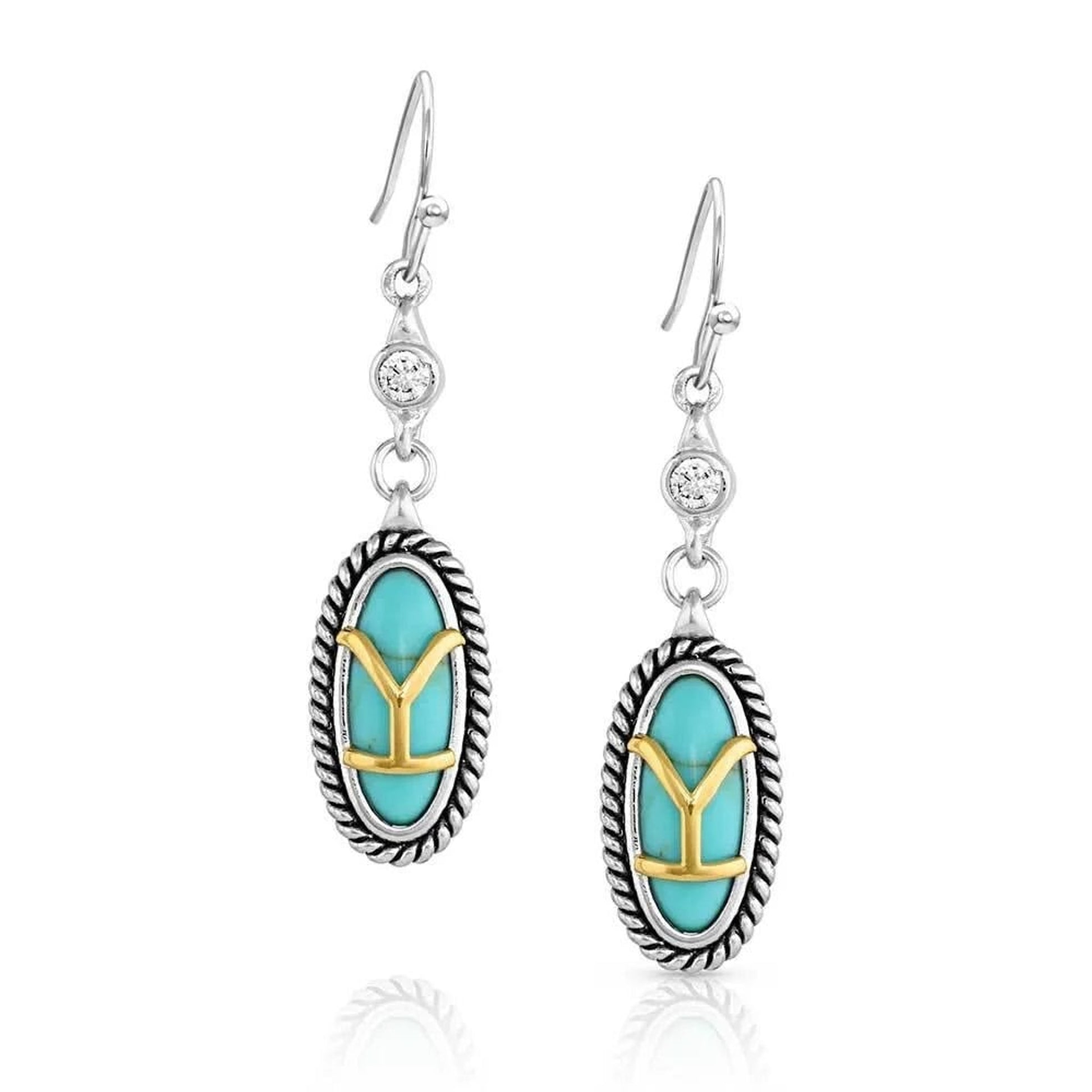 Montana Silversmiths Yellowstone Brand Oval Turquoise Earrings