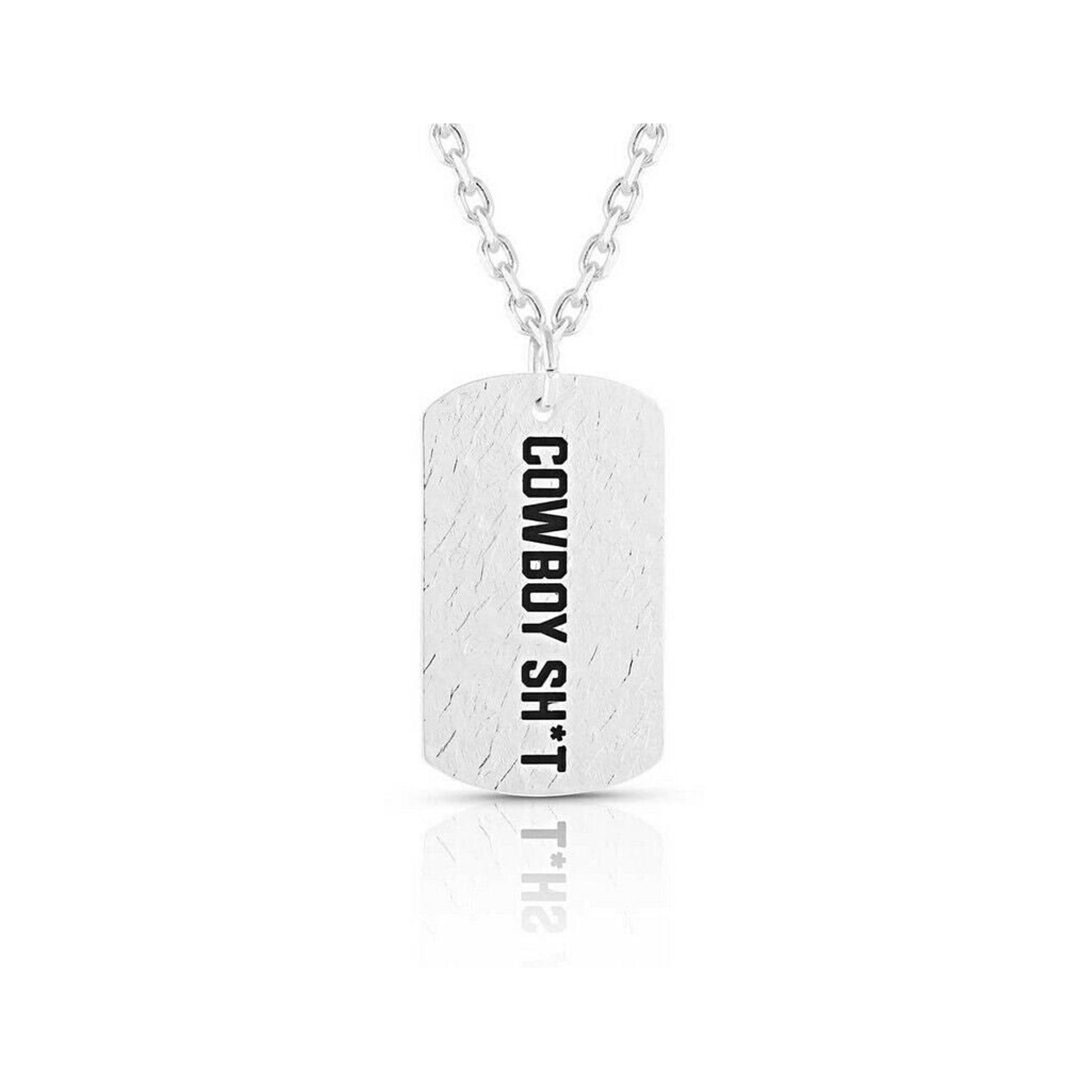 Montana Silversmiths Cowboy Sh-t Silver Dog Tag Necklace