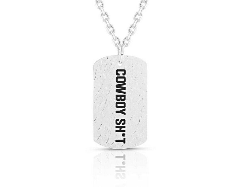 Montana Silversmiths Cowboy Sh-t Silver Dog Tag Necklace