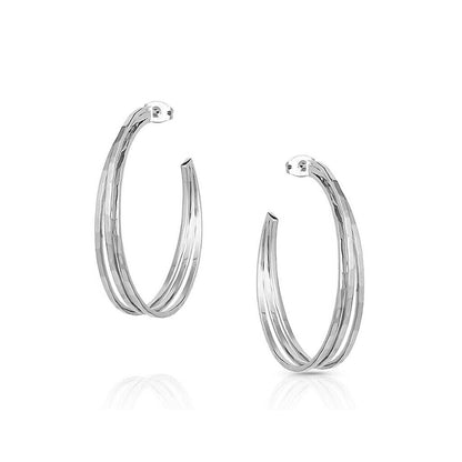 Montana Silversmiths Cut Trio Hoop Earrings Silver