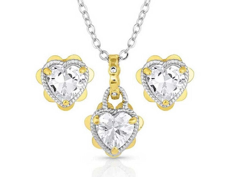 Montana Silversmiths Flowered Heart Jewelry Set